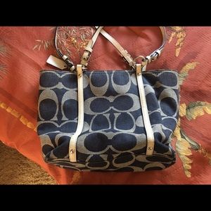 Blue, denim style coach purse